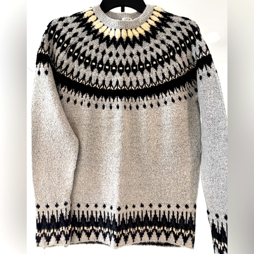 Gray Fair Isle Wool-Blend Sweater NWOT